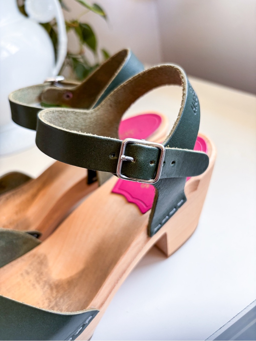 Swedish Hasbeens Mirja Sandals in Deep Green - Picture 4 of 10
